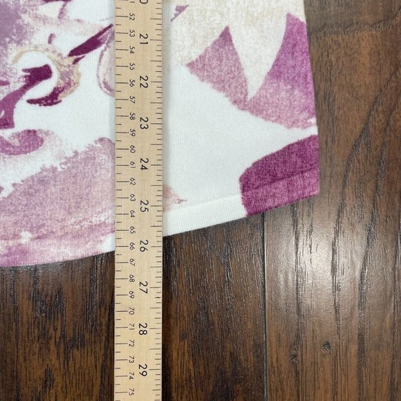 Chico's 1 Women's Medium Sweater Purple White Cream Paisley Bateau Neck Pullover - Picture 11 of 15